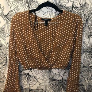 Polka dot long sleeve crop top